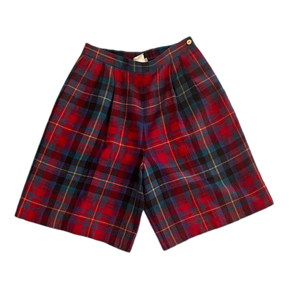 Vintage Womens Pleated Plaid Shorts Golf High RIse Lucia Size 8